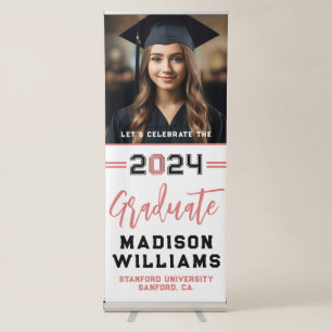 Custom Photo Graduate Pink Black Typography Retractable Banner