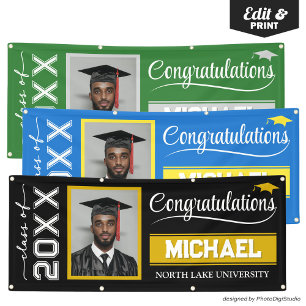 Custom Photo Graduation Banner with Name & School