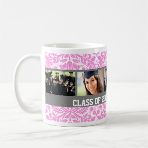 Custom Photo Graduation Mug Pink Grey