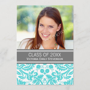 Custom Photo Graduation Party Invitation Aqua