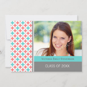 Custom Photo Graduation Party Invitation Coral