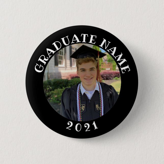 Custom photo graduation pin / button with year (Front)
