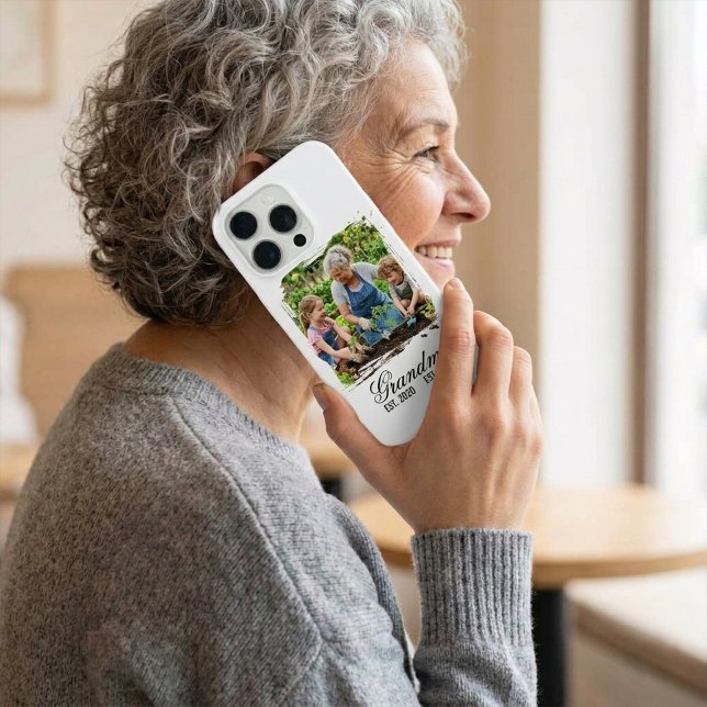 Custom Photo Grandma Established Elegant Script iPhone Case (Custom Photo Grandma Established Elegant Script iPhone Case)