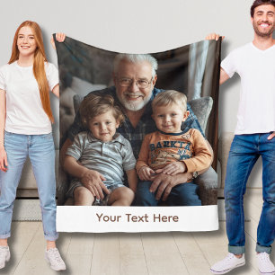 Custom Photo Grandpa Blanket Fleece Cosy Gift Idea