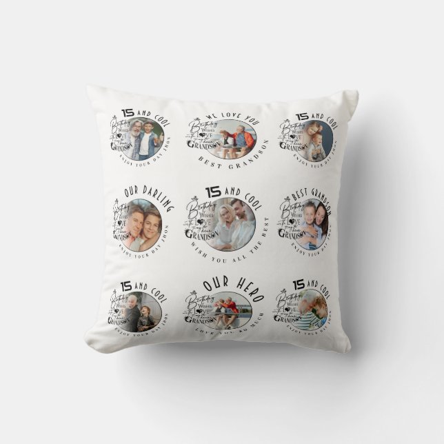 Custom Photo Grandson Birthday Cushion (Front)