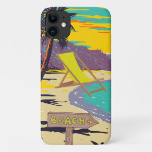 Custom photo graphic vintage sunset yellow blue iPhone 11 case