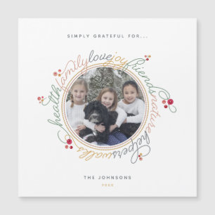 Custom Photo Gratitude Wreath Photo Holiday Card