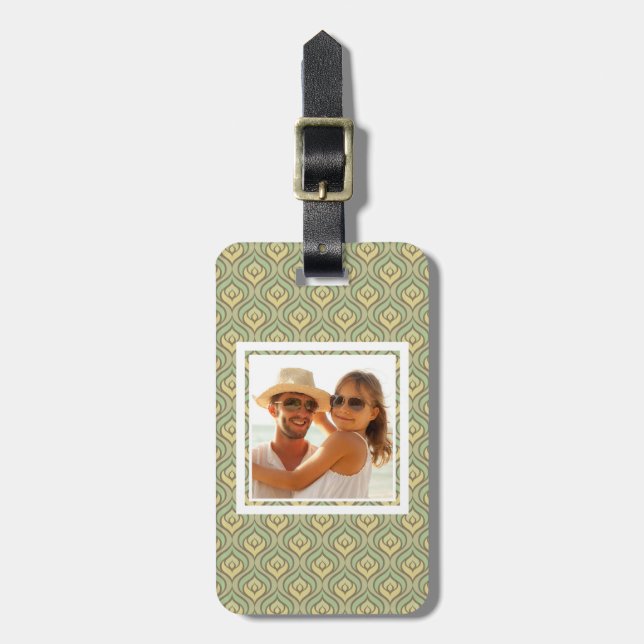 Custom Photo green and yellow pattern Luggage Tag (Front Vertical)