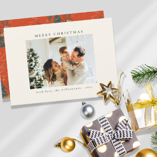 Custom Photo Green Red Christmas Tree Tiger Unique Holiday Card