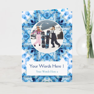 Custom Photo Greeting Blue Star Christmas Card