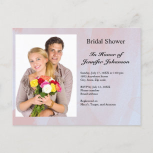 Custom Photo Grey Marble Bridal Shower Invitation Postcard