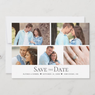 Custom Photo Grid Chic Wedding Save the date Invitation