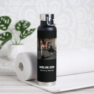 Custom photo gym business grey water bottle