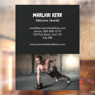 Custom photo gym business grey window cling
