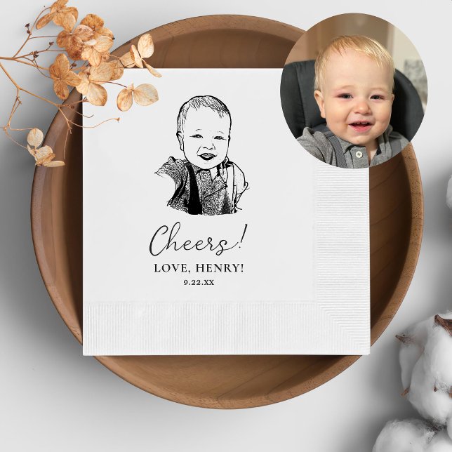 Custom Photo Hand Drawing Personalised Cheers Napkin (Creator Uploaded)