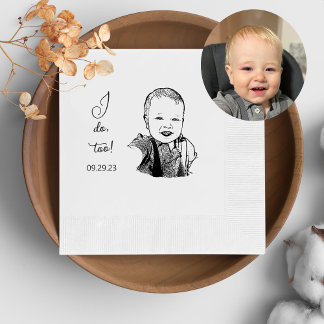 Custom Photo Hand Drawing Personalised I Do Too Napkin