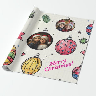 Custom Photo Hand Drawn Christmas Wrapping Paper