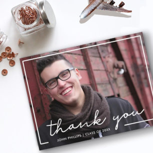 Custom Photo Hand Lettered Graduation Thank You Postcard