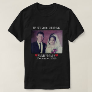 Custom Photo Happy 20th Wedding Anniversary Black T-Shirt