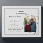 Custom Photo Happy Anniversary Grandparent Plaque<br><div class="desc">Happy Anniversary Plaque.  Family Names.  Personalised.  Photo.    Grandparent anniversary gift.</div>