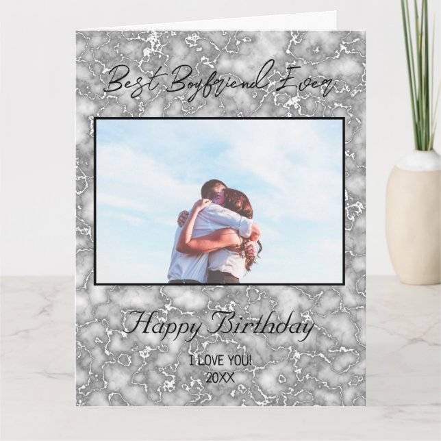 Custom Photo Happy Birthday Best Boyfrien Ever Card (Front)
