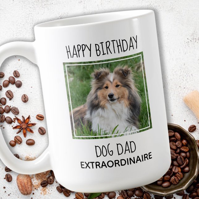 Custom Photo Happy Birthday Best Dad Ever Dog Dad Coffee Mug (Creator Uploaded)