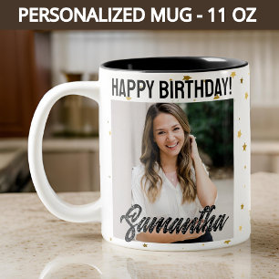 Custom Photo Happy Birthday Mug for Her or Friends