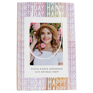 Custom Photo Happy Birthday  Personalized Medium Gift Bag