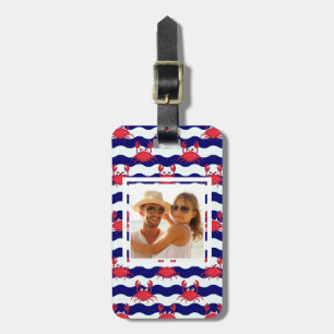 Custom Photo Happy Crabs Pattern Luggage Tag