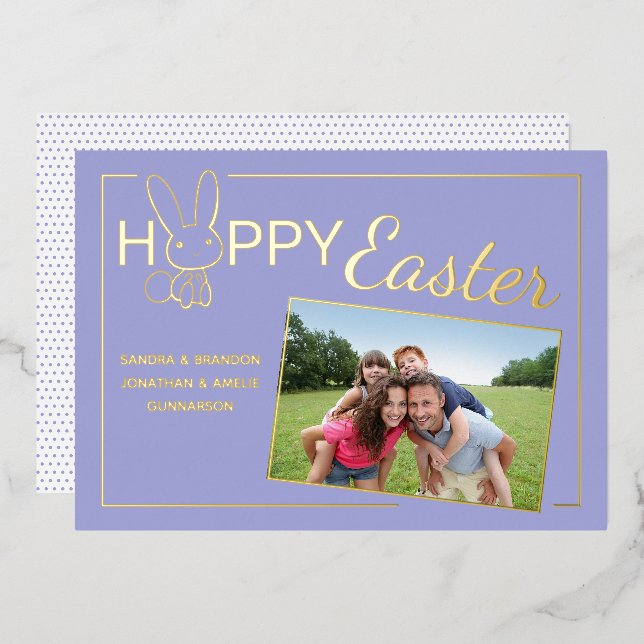 Custom Photo Happy Easter Bunny Foil Greeting Card (Front/Back)
