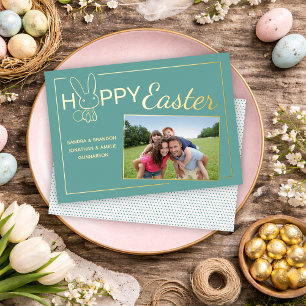 Custom Photo Happy Easter Bunny Foil Greeting Card