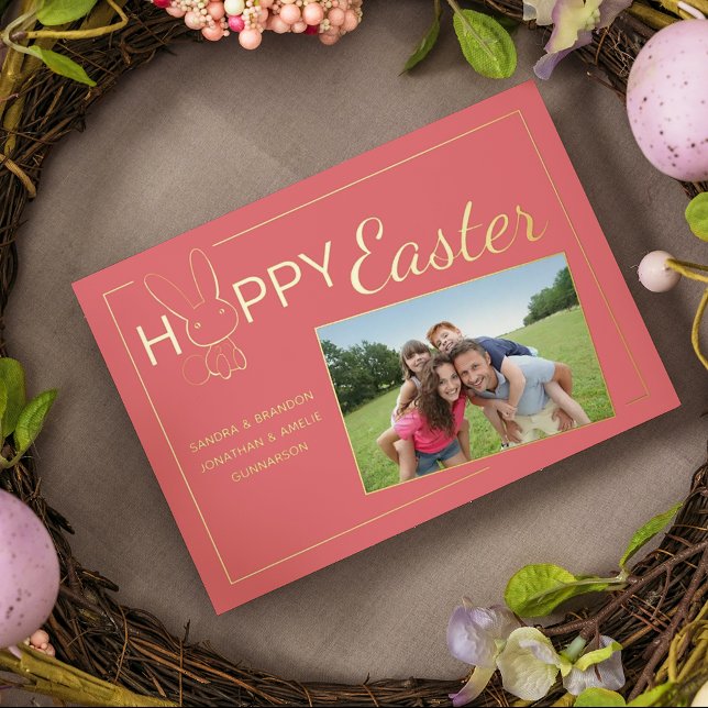 Custom Photo Happy Easter Bunny Foil Greeting Card (Creator Uploaded)