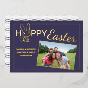 Custom Photo Happy Easter Bunny Foil Greeting Card