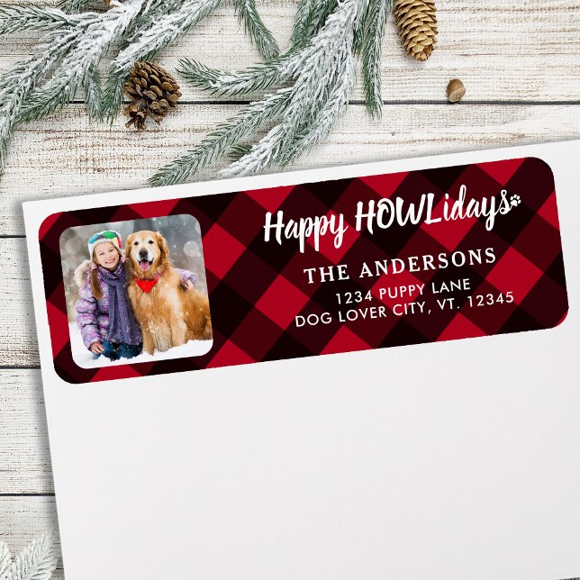 Custom Photo Happy HOWLidays Red Buffalo Plaid (Creator Uploaded)