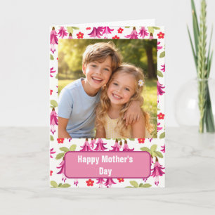 Custom Photo Happy Mother’s Day Card Pink Floral