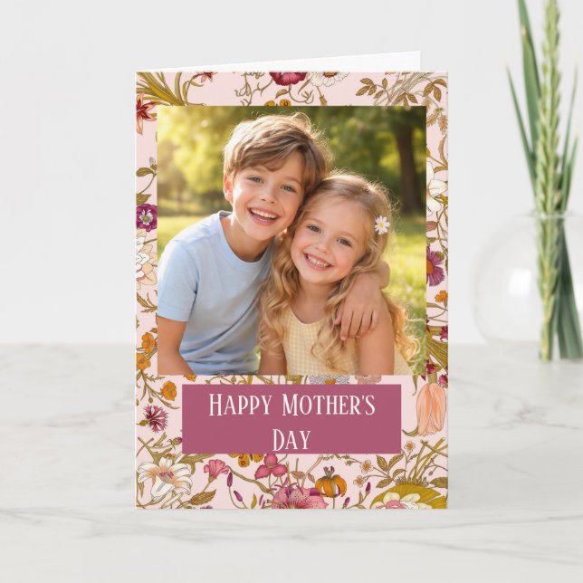 Custom Photo Happy Mother’s Day floral Card (Front)