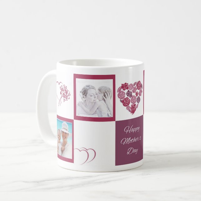 Custom Photo Happy Mother's Day White Classic Mug (Front Left)