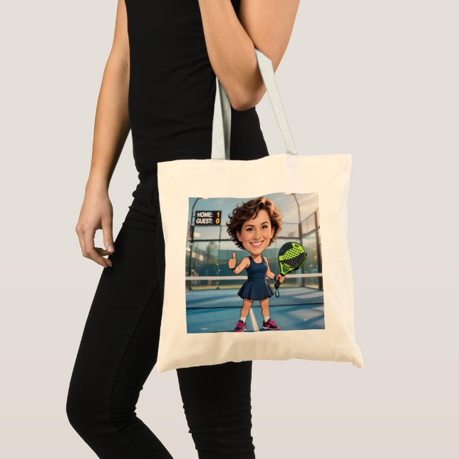Custom Photo Head Padel/Pickleball Player Caricatu Tote Bag (Front (Product))