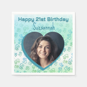 Custom Photo Heart Art Birthday Party Template Napkin