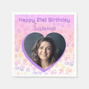 Custom Photo Heart Art Birthday Party Template Napkin