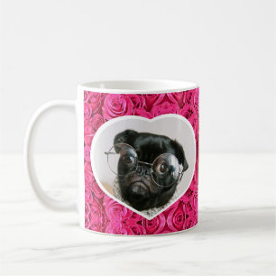 Custom Photo Heart Pink Roses DIY Picture Coffee M Mug