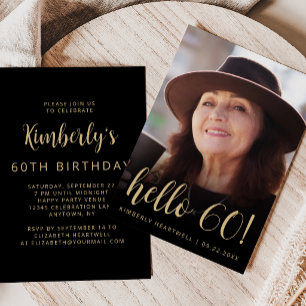 Custom Photo Hello 60 Sixtieth Birthday Party Invitation