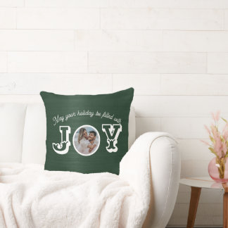 Custom Photo Holiday Card with JOY  Cushion