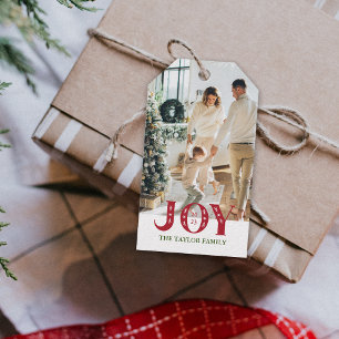 custom Photo Holiday JOY Christmas Gift Gift Tags