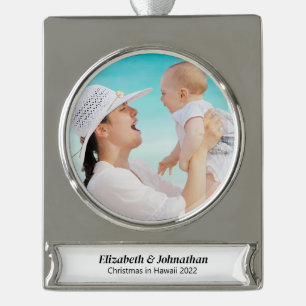 Custom Photo Holiday Silvertone Ornament Keepsake