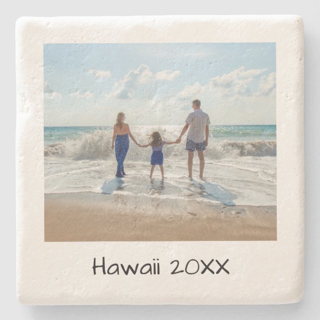Custom Photo Holiday Travel Memories Personalised Stone Coaster (Front)