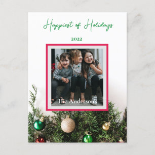 Custom Photo Holidays Ornaments Pine Postcard