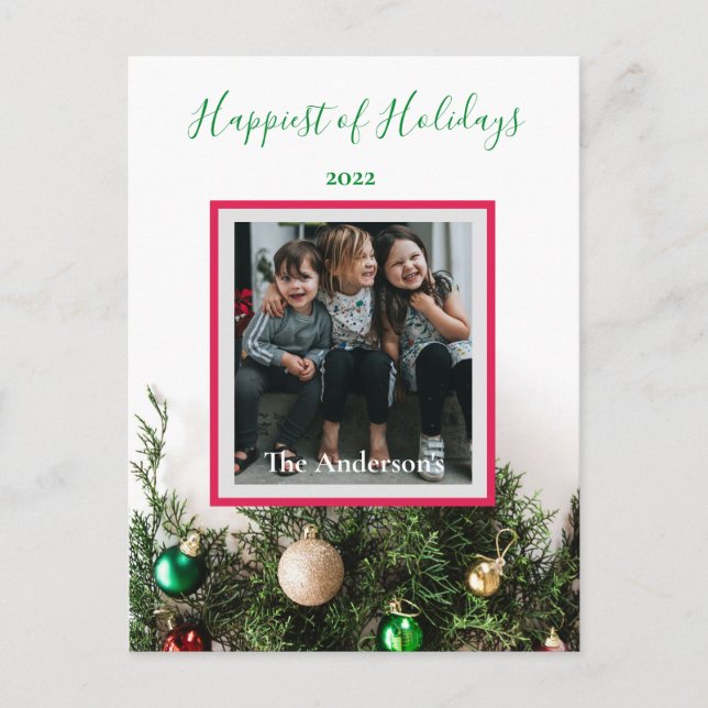 Custom Photo Holidays Ornaments Pine Postcard (Front)