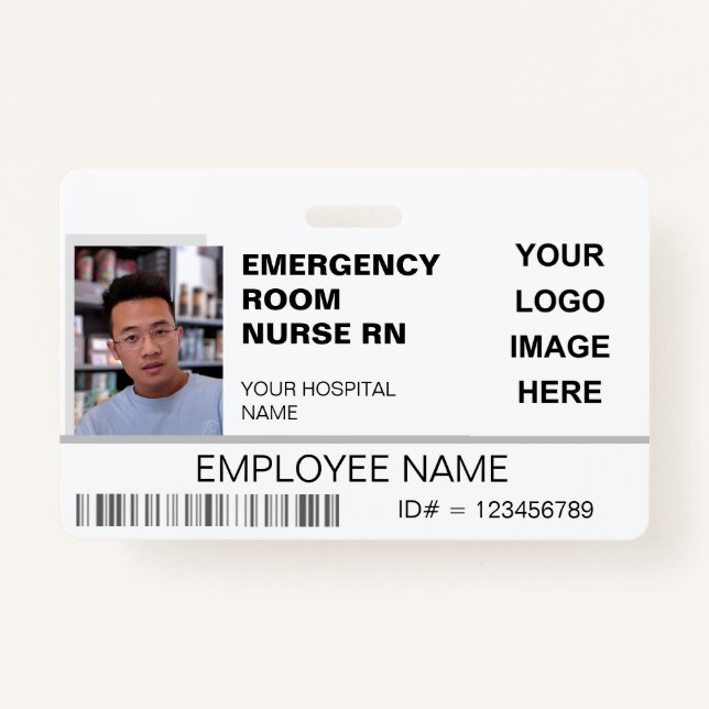 Custom Photo Hospital ID with Logo Medical ID Badge (Front)