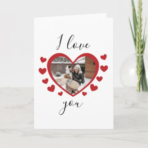 Custom photo I love heart you, happy valentines Card
